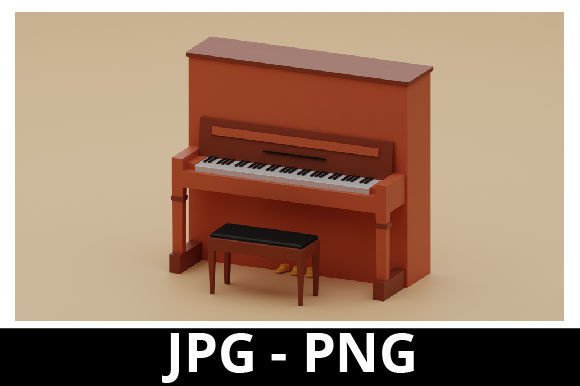 3D Rendered Classic Piano for Music