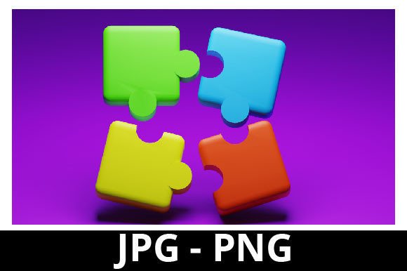 3D Rendered Colorful Puzzle Piece