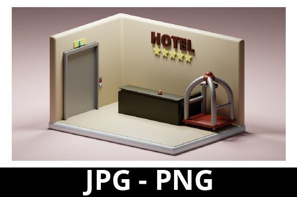 3D Rendered Isometric Lobby Hotel: A Design Asset for Modern Projects