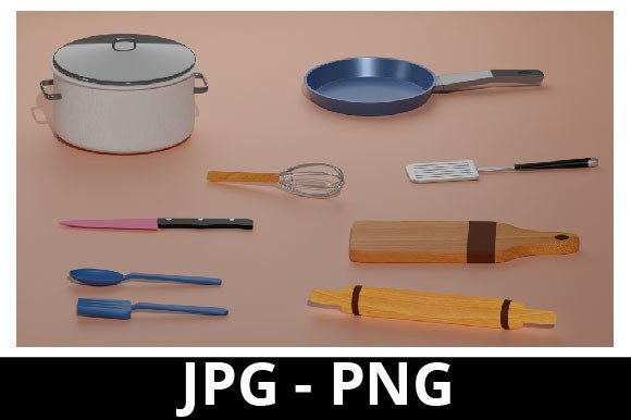 3D Rendered Kitcheware Includes Fork, Sp: A Versatile Resource for Creators and Designers