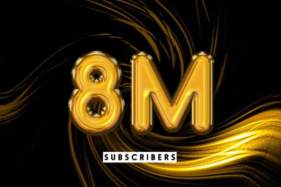 8m Subscribers Editable Text Effect