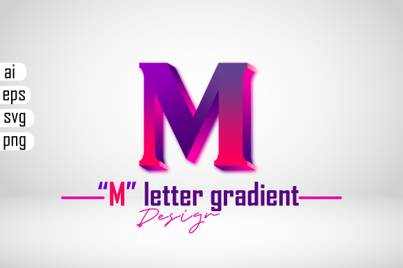 Colorful 3D Gradient Effect Letter “M”