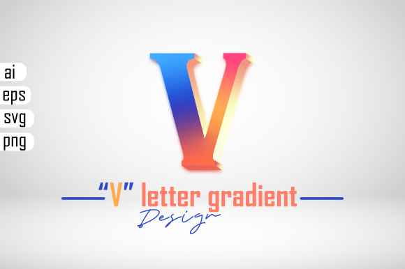 Colorful 3D Gradient Effect Letter “V” for Modern Design Projects