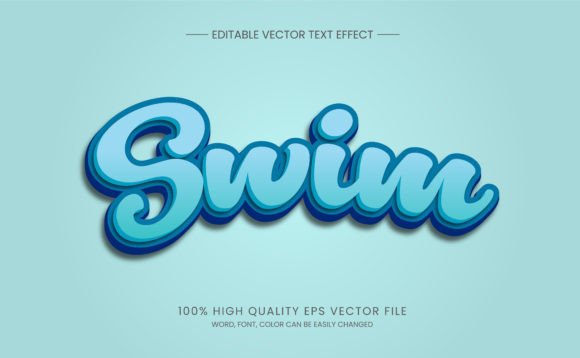 Editable 3D Swim Blue Color Text Effect