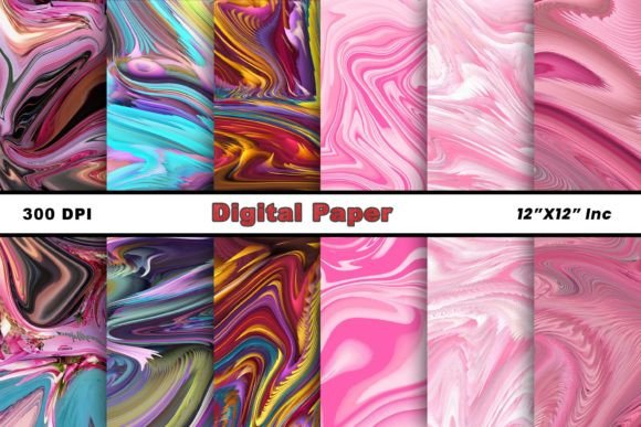 Marble Waves Acrylic Digital Paper