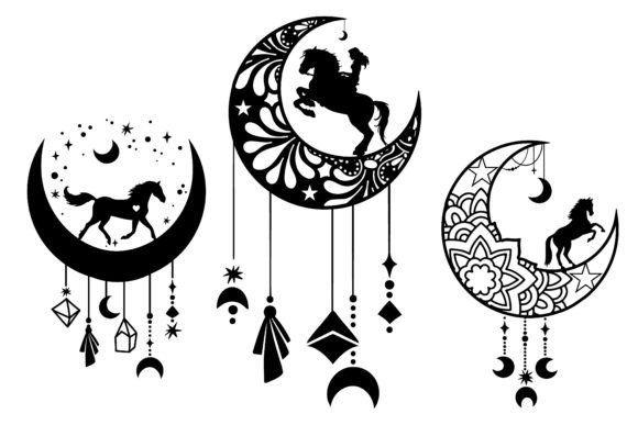 Moon Horse Svg Bundle Silhouette 3D