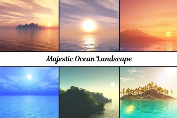 The Majestic Ocean Landscape Bundle: A Creative Asset for Modern Designers